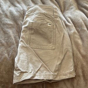 Khaki canvas north face women’s shorts, size 12 double button closure